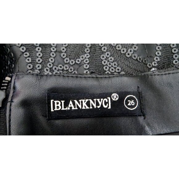 NEW! Blank NYC Vegan Leather Black Sequined Embroidery Detail Mini Skirt SZ 26 - Picture 13 of 14